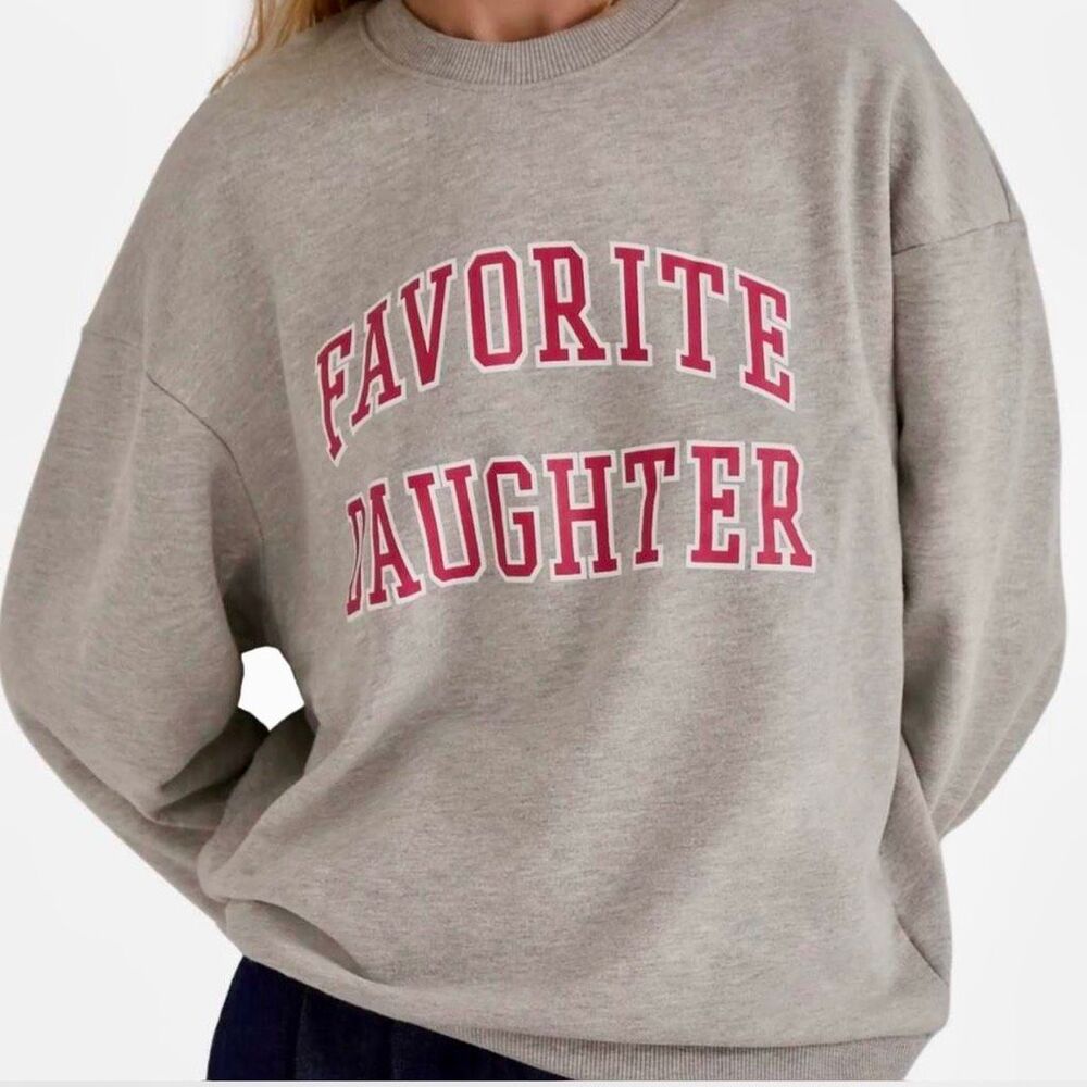 Favorite Daughter Collegiate Cotton Graphic Sweatshirt Size M Gray - Picture 4 of 8